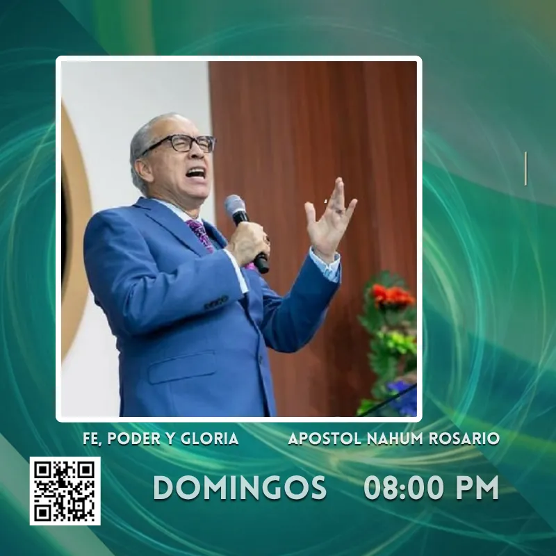 Carátula del programa Fe, Poder y Gloria, con el Apóstol Nahum Rosario